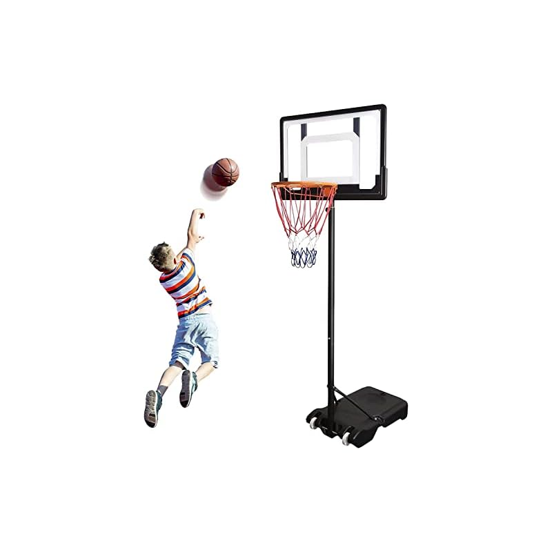 Giitoo バスケットゴール 210cm 5/7号球対応 屋外 室内 子供用バスケットゴール 簡易 調節可能 移動式 練習用 バスケットボール 自立式 工具付き (210cm) (210cm)
