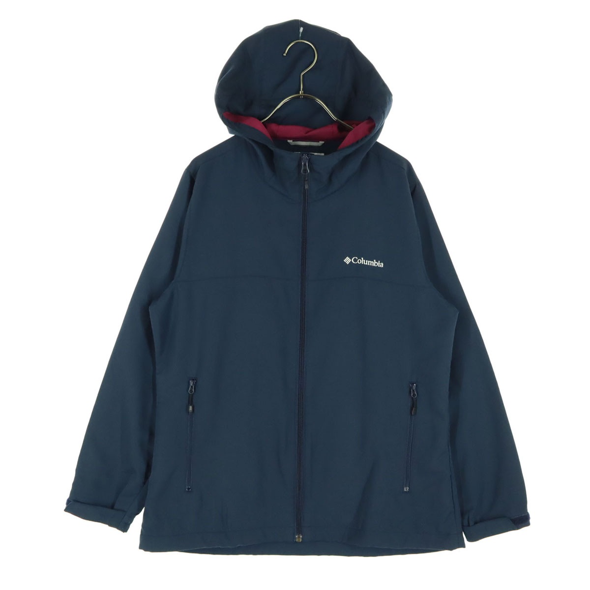 長袖 ジップパーカー L ネイビー レディース 古着