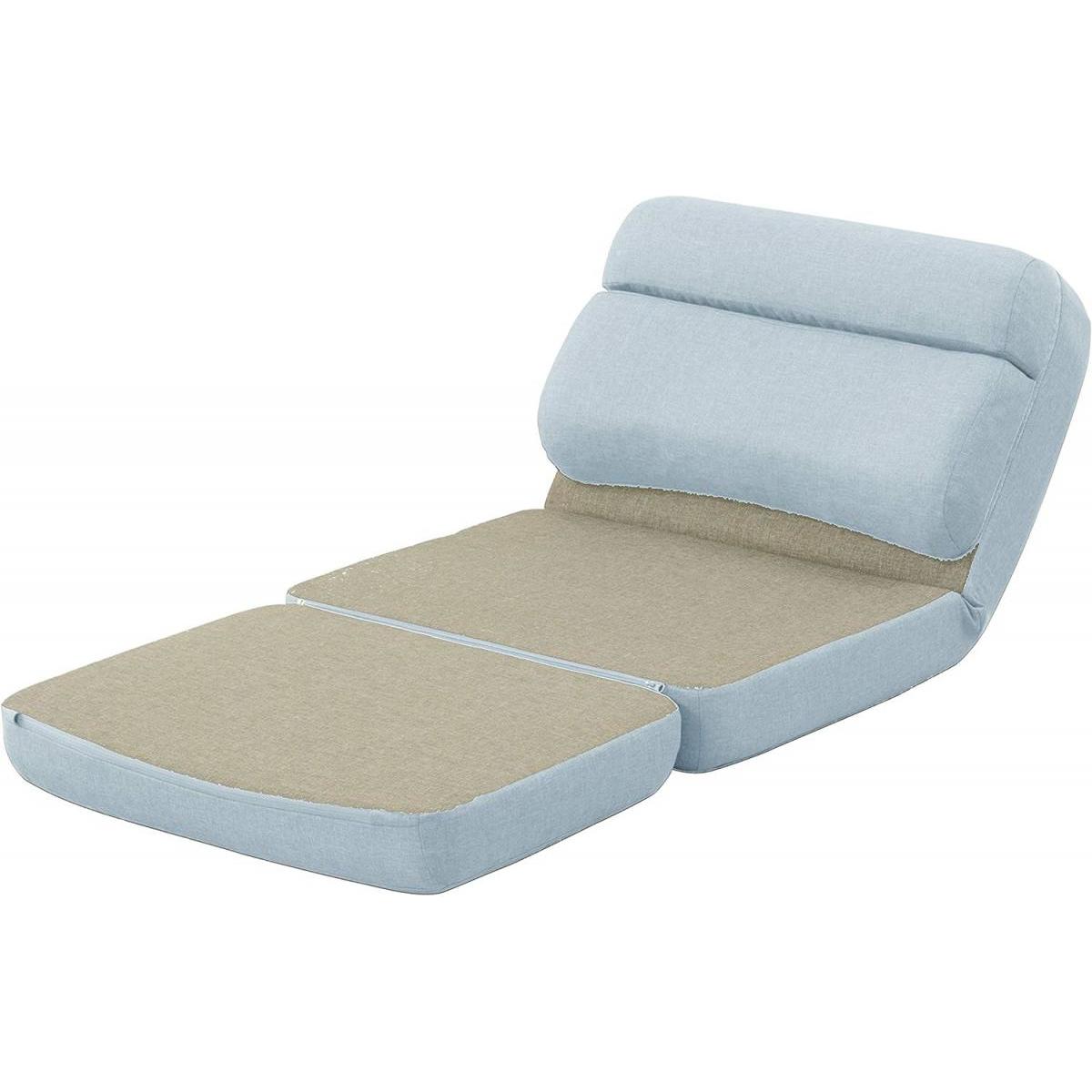 【I】セルタン(CELLUTANE) 3WAY コンパクト座椅子 ライトブルー/グレー　ソファベッド リクライニング A908【受注生産品】