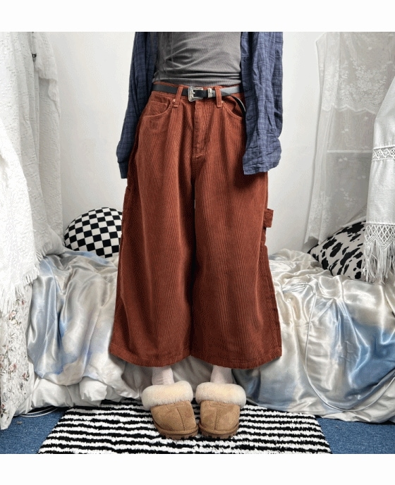 corduroy carpenter loose pants