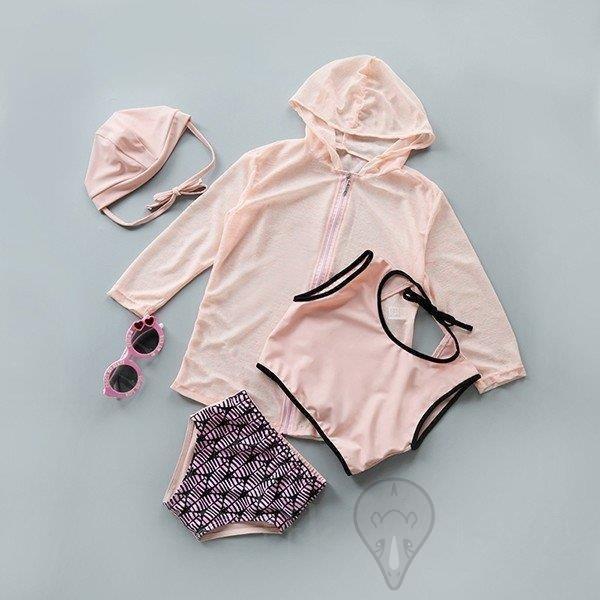 【夏のヒット】水着　子供水着 3点セット　韓国風 ハイウエスト　セパレート　体型カバー キャミ　バンドゥビキニ　可愛い　紫外線カット ビーチ　ミズギ　爽やか