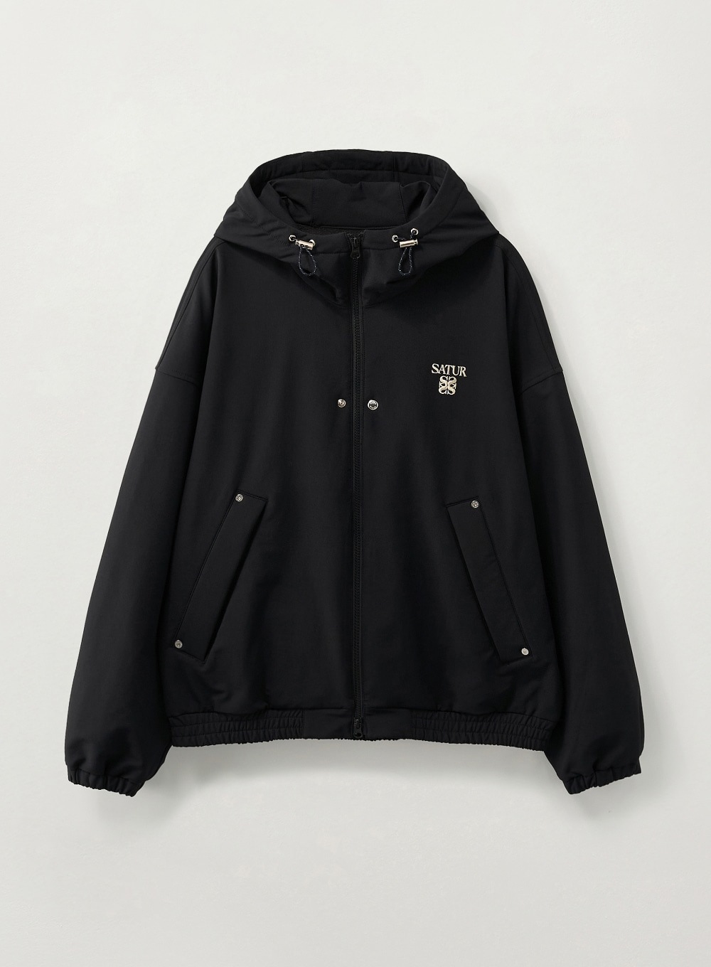 【SATUR】 25FW TEO NYLON FLEECE HOOD JACKET : BLACK