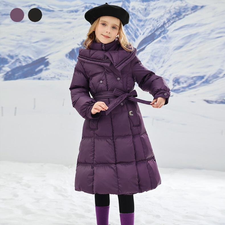 子供 ダウンコート コート 中綿 ロング ダウン キッズ ダウンジャケット 女子 フード付き オーバー ジャケット 厚手 撥水加工 ロング丈 可愛い 防寒 冬