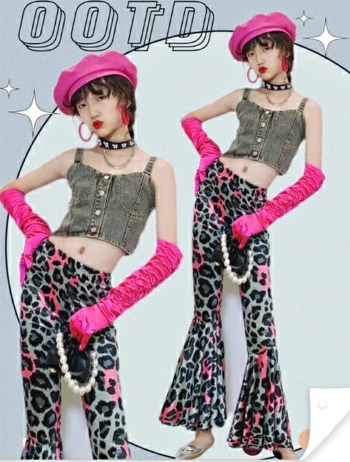 団体 ステージ 110-160cm レトロダンスセット チアダンス 舞台衣装 応援団 デスコ風 演出服 jazz 子供ダンス衣装 上下セットアップ 韓国風 イベント チーム 演出服 hippop 女の