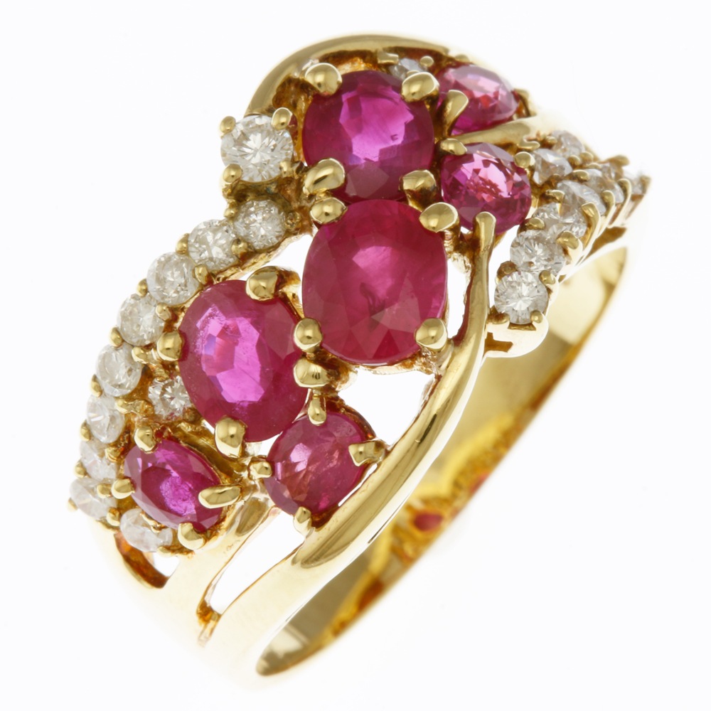 リング 指輪 14号 18金 K18イエローゴールド ルビー 中古 美品