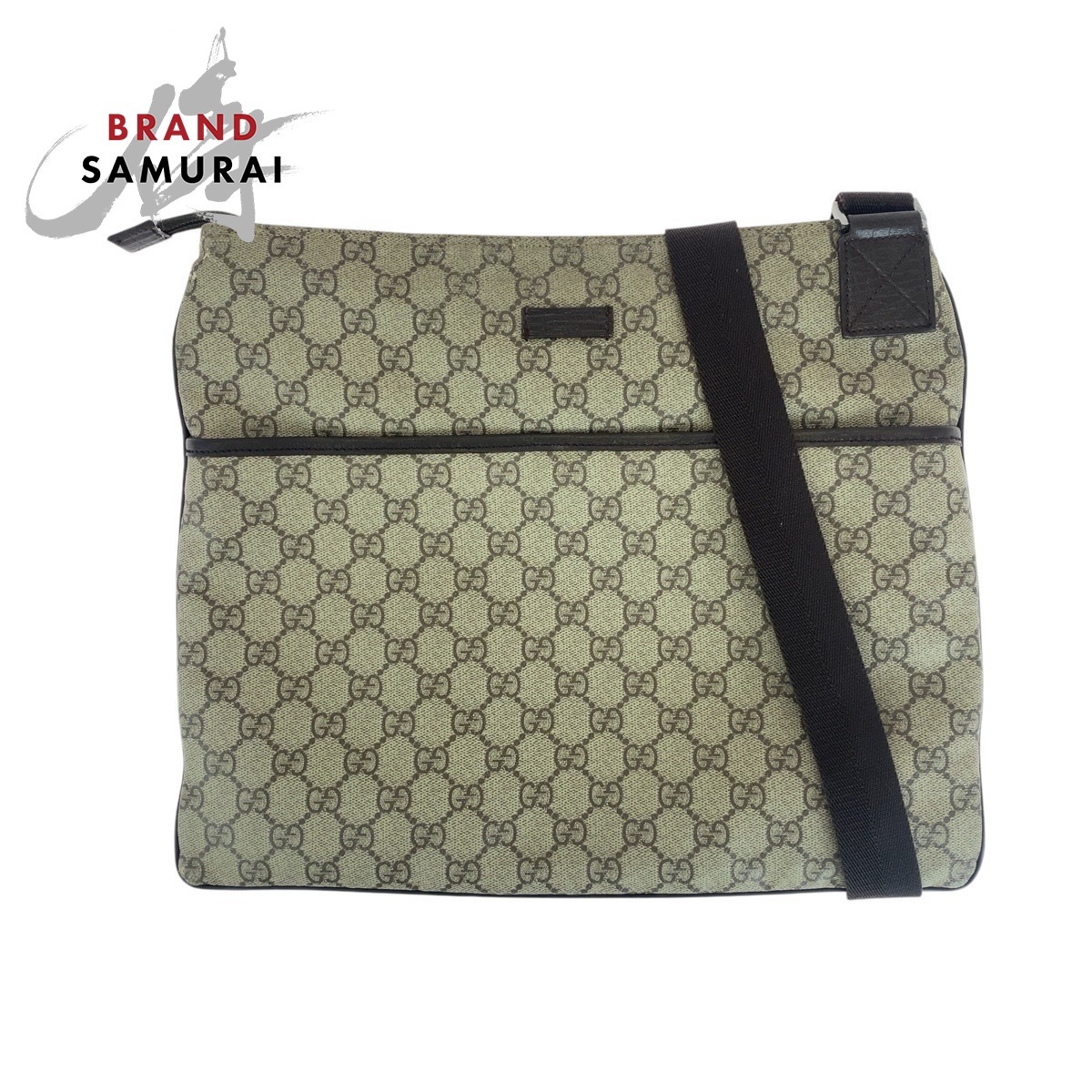 グレー ブラウン シルバー金具 GGスプリームキャンバス/レザー 141198 ショルダーバッグ ポシェット レディース 506457