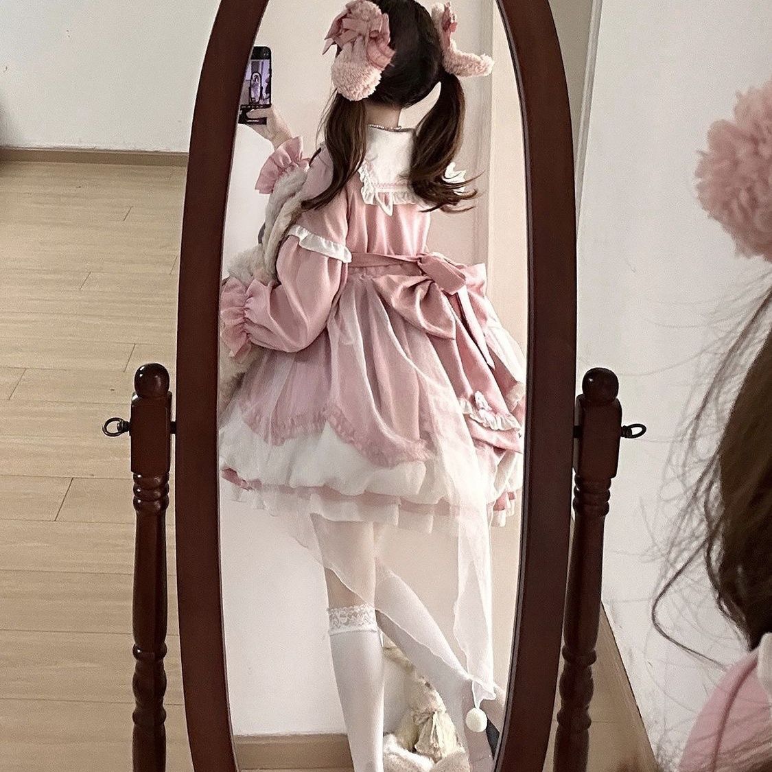 コスチューム ロング 新スタイル ガールズ ロリータ かわいい ロングスリーブ ドレス フルセット ロリータ