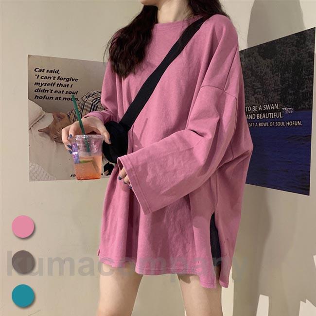 長袖Tシャツ レディース Tシャツ 無地 ゆったりTシャツ 長袖 カットソー クルーネック 無地Tシャツ 抜け感 ゆったり トップス カジュアル