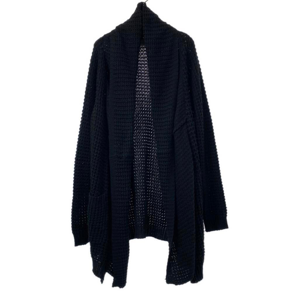 ウールブレンド 長袖 ニットカーディガン F ブラック レディース