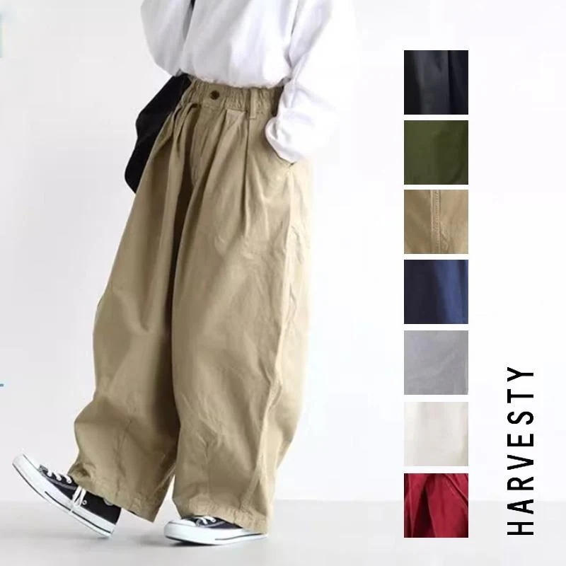 ハーベスティ HARVESTY ワイドパンツ ガウチョパンツ スラックス ボトムス ジャージ カジュアル ワイルドカード 男女兼用 無地 サーカスパンツ 春 秋