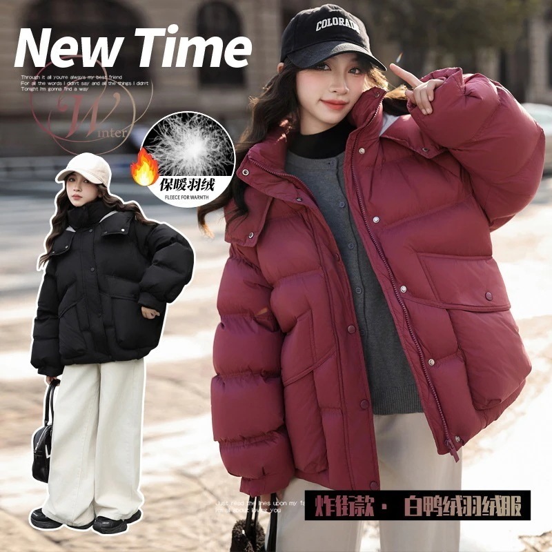 【急速出荷!】子供服女の子冬ダウンジャケット2025冬新作韓国風ビッグ子供スタイル女の子厚手ホワイトダックダウンジャケット 4,789円