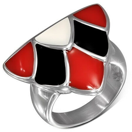 カラフルトライアングルステンレスリング 「かわいい～！」 WRP028 指輪 カラフル 男性 赤黒白 面白い 女性 正規品