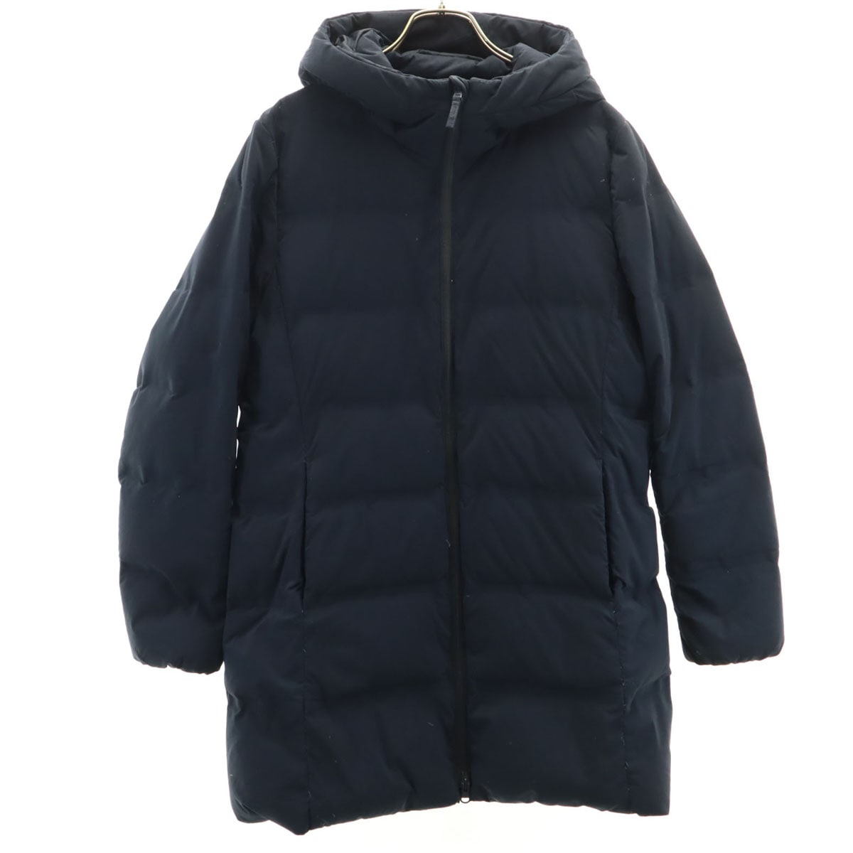 シームレス ショート ダウンコート L ネイビー レディース 古着