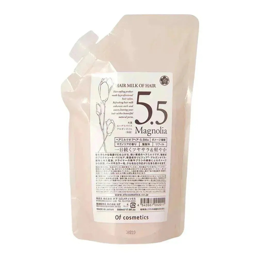 [国内正規品] オブ・コスメティックス ヘアミルク オブヘア 5.5 Ma 500ml(リフィル） Of cosmetics オーガニック アルガンオイル マグノリア ペリセア プロテキュート