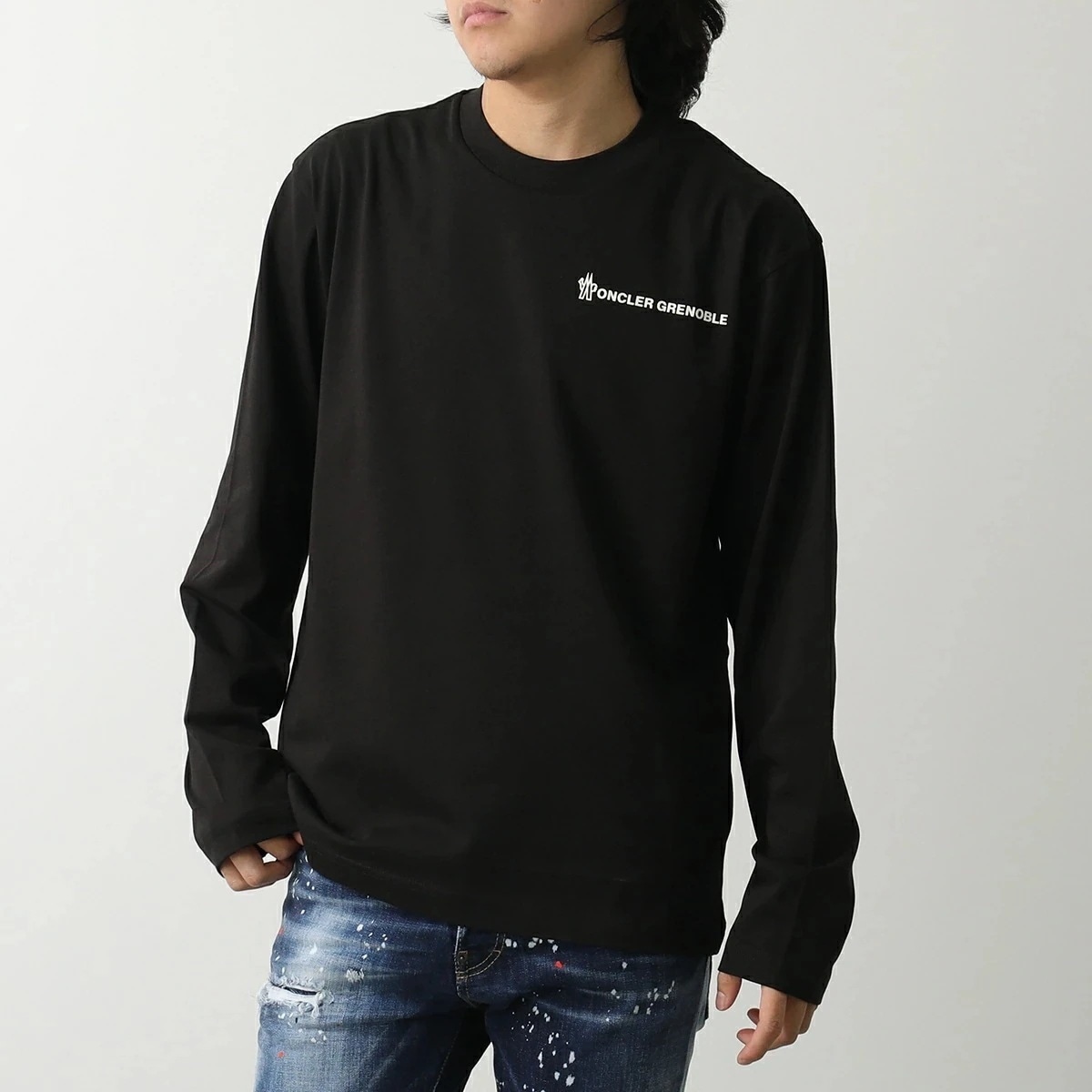 MONCLER GRENOBLE モンクレール グルノーブル 長袖 Tシャツ 8D00001 83927 メンズ ロンT ロゴ クルーネック カットソー コットン 999 8D000018392799