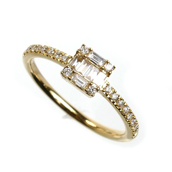 BELLESIORA ベルシオラ K18YG イエローゴールド スクエアコレクション リング・指輪 ダイヤモンド0.24ct 9号 1.8g レディース 中古 美品