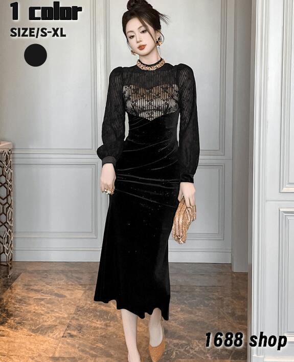 [高品質]2025 タイトワンピース 姫系ワンピース　シンプル　ワンピース インポート ひざ丈 ミドル丈 エレガント　韓国ファッション シンプル Vネック パーティドレス 長袖　お嬢様 セクシー ミニ