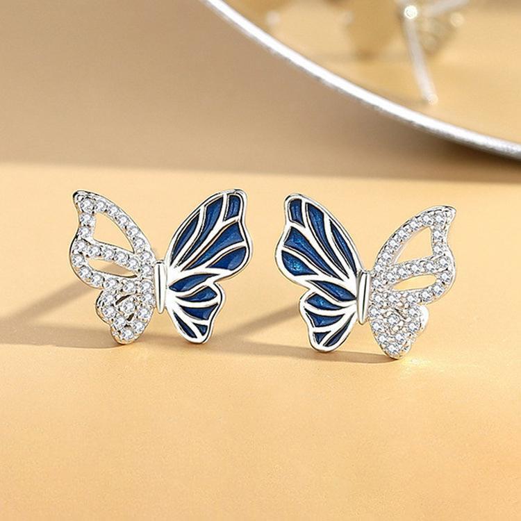 ピアス レディース 蝶々 ブルー 可愛い CZダイヤ 特別 オシャレ カジュアル シルバー 人気 母の日ギフト ギフト お祝い
