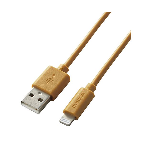 (5個セット) エレコム 机や家具色に合うカラーケーブル ライトブラウン MPA-UALI10LBX5