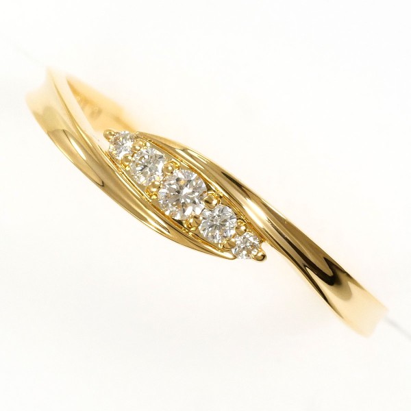 K18 18金 YG リング 指輪 16.5号 ダイヤ 0.10 ジュエリー 中古