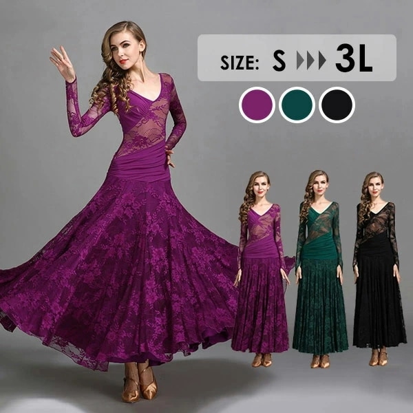 注目商品練習用 ワルツダンス服 レースモダン ダンス衣装 ワンピース 大きい裾 スケスケドレス ラテン ダンス 衣装 ワンピース タンゴ 衣装 ドレス 社交ダンス ラテンドレス ワルツダンス 衣装 モ