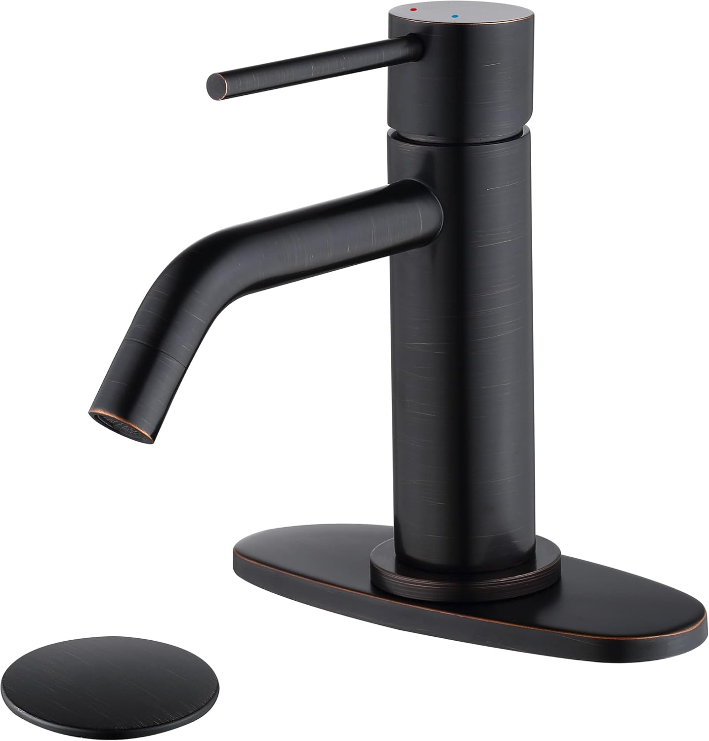 Oil Rubbed Bronze Bathroom Faucets Single Hole with 6 inch Deck Plate, JXMMP 1 Handle Rubbed Bronze