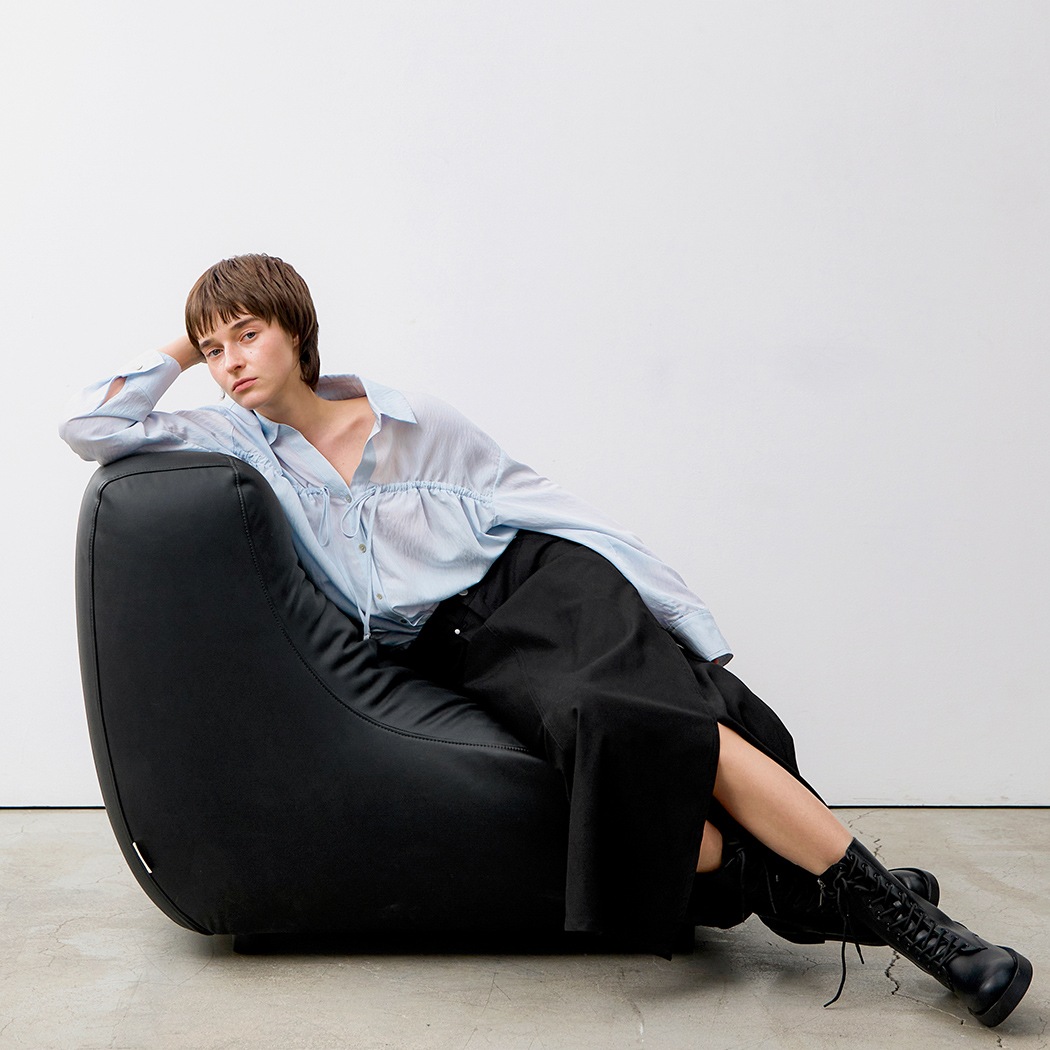 (BL-4296)SHIRRING STRING BLOUSE