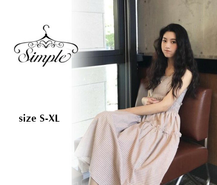 レディース ファッション ワンピース きれいめ ノースリーブ チェック フレア 大きいサイズ ロング おしゃれ 大きめ 春 夏 秋 韓国 20代 30代 4610