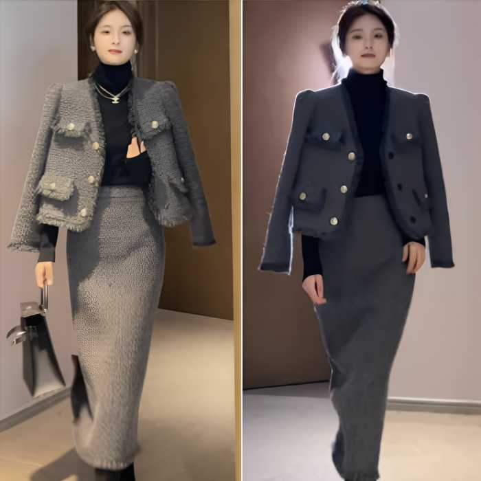 きれいめ レディースファッション ツィード セットアップ レディース S M L XL