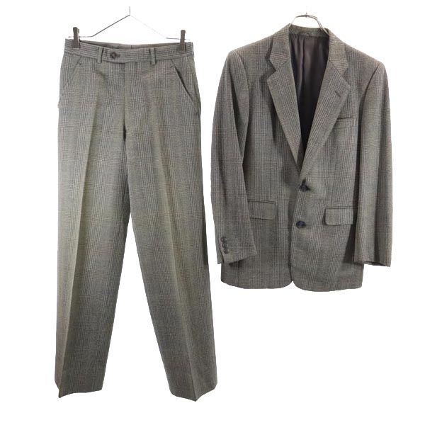 クリスチャンディオール ウール チェック柄 スーツ 上下セットアップ YA-4(87-73-165) グレー系 Christian Dior テーパードジャケット メンズ