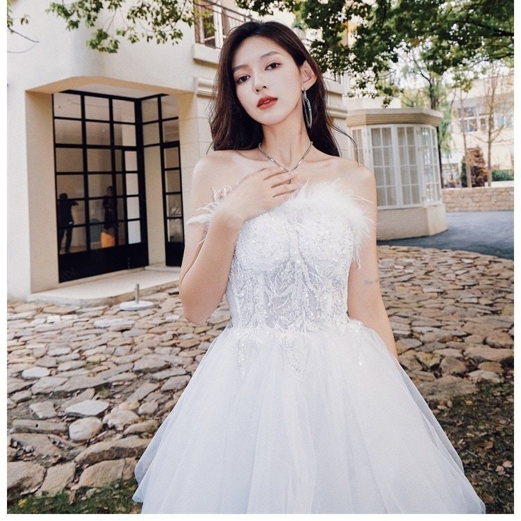 2024新作 パーティードレス 高級感 気質 ワンピース 花嫁ロングドレス 結婚式ワンピース 結婚式 ドレス ウェディングドレス 白 ロングドレス 韓国ファッション88-13