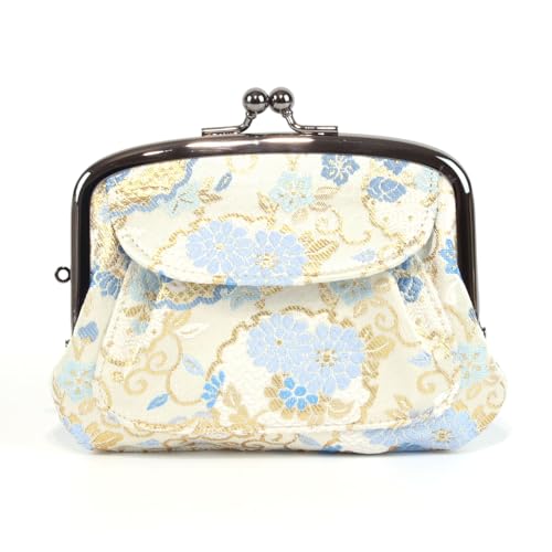 がま口 和柄 親子 金襴 財布 小銭入れ 日本製 ポーチ (雪輪白)