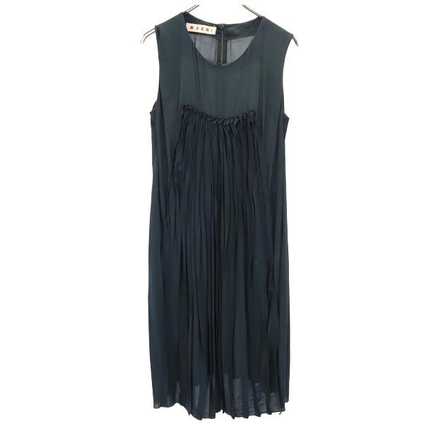 イタリア製 ノースリーブ ワンピース 42 グリーン系 バックジップ レディース