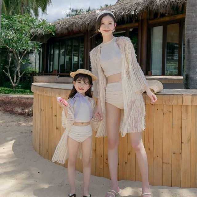 女の子水着 親子ペアルック 体型カバー 親子コーデ 子供水着 夏 ビーチ 海 温泉 UVカット ママ水着 レディース水着 プール 水泳 夏新品 キッズ水着 セクシー系