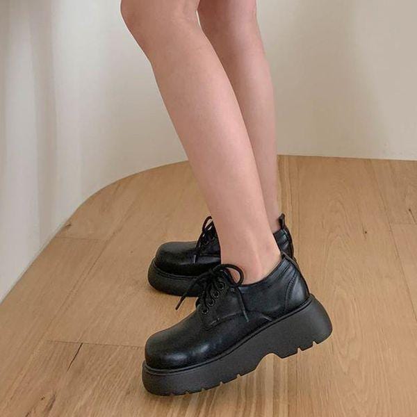 女性ラウンドトゥチャンキーローファー5.5cm_P402204392