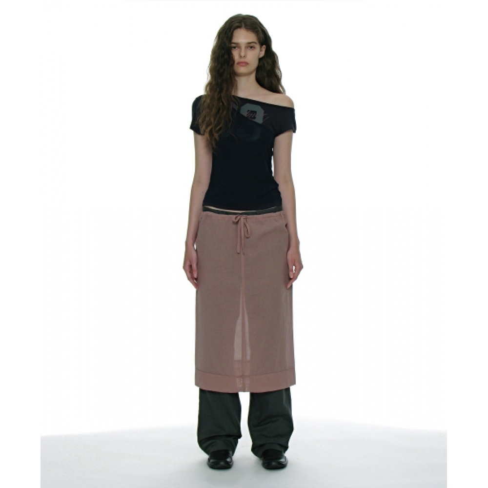 PARTIMENTO レディースシアーミディスカート_パープルベージュ