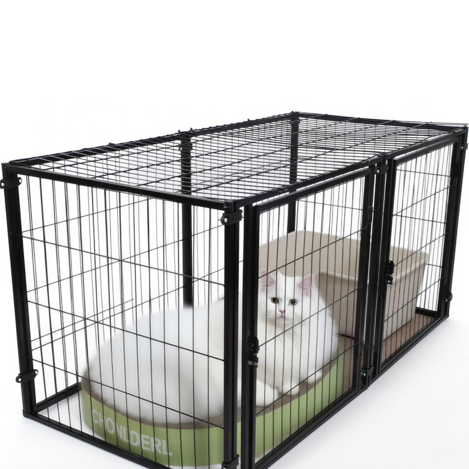 ペットサークル【屋根付き】犬用ケージ 猫 ペットフェンス 2ドア式 組立簡単 自由レイアウト トイレトレーニング 脱走防止 自立型 室内外兼用 小型犬中型犬大型犬対応 多頭飼い 安全柵 DIY可