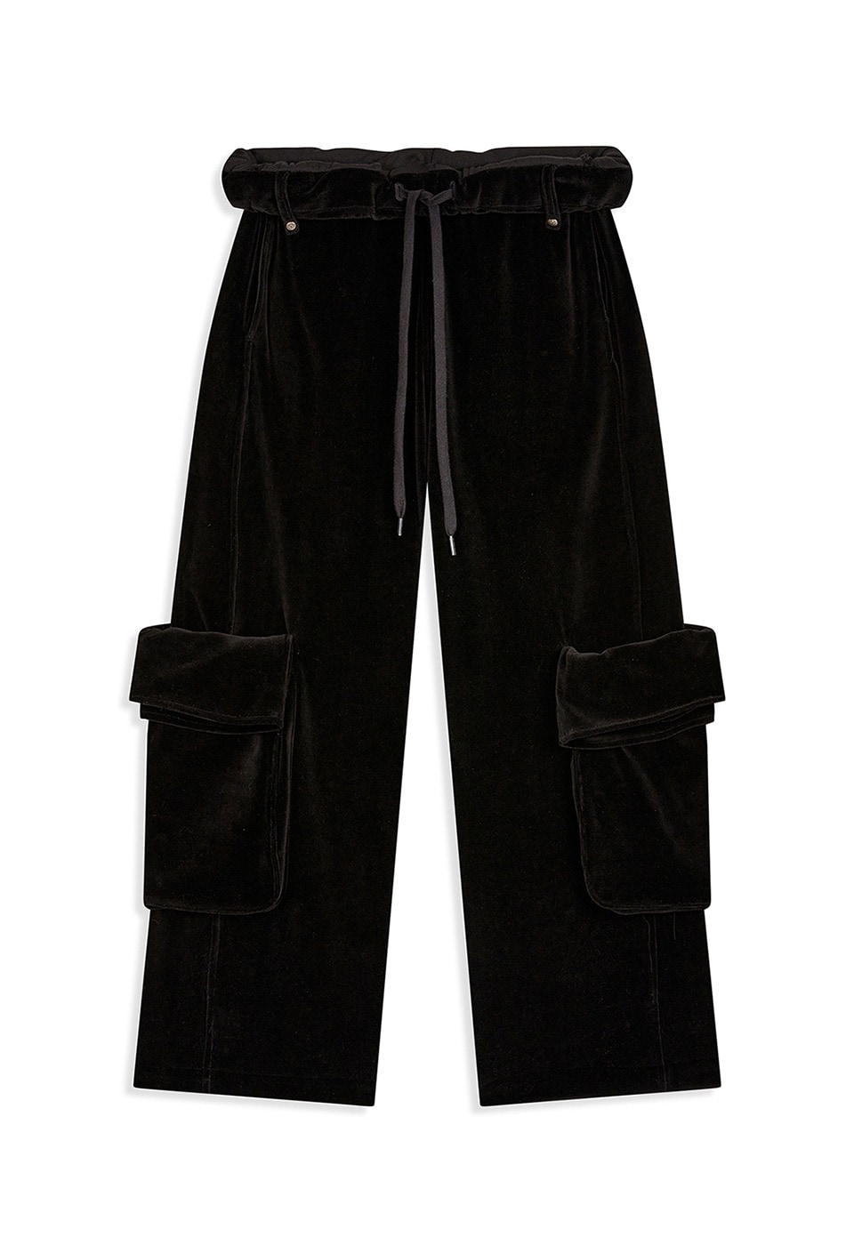 【OPEN Yy】 25FW ROLLED WAIST VELOUR CARGO PANTS : BLACK