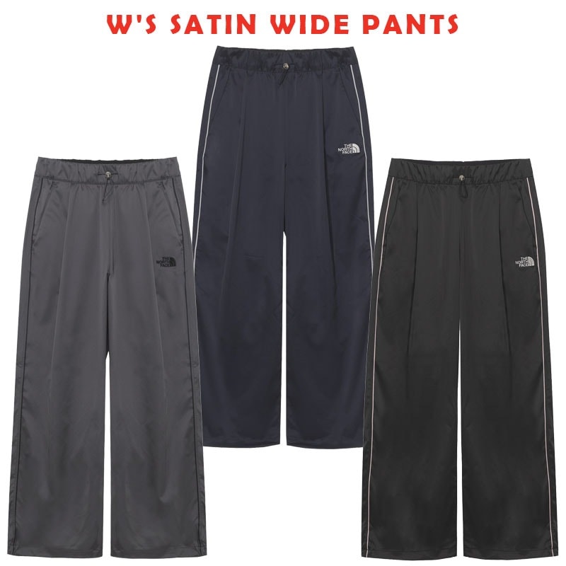 韓国正規品保証 関税負担なしNP6NR32J WS SATIN WIDE PANTSデイリー 基本 着装 男子 女子 人気 韓国 ファッション 男女共用 アウトドア