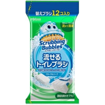 スクラビングバブル 流せるトイレブラシ フローラルソープ 替えブラシ 12個入り
