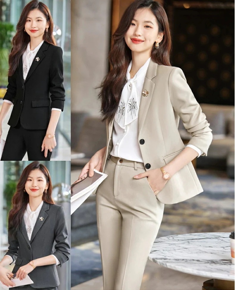 爆裂超 スーツ レディース パンツスーツ カジュアルスーツ 通勤 OL 2点セット ベージュ ブラック グレー ベルト通し付き 大きいサイズスーツ オフィススーツ ビジネススーツ テーラードジャケ