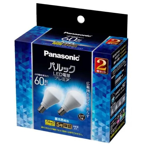 パナソニック LDA7DGE17K6ESW2F2T パルック LED電球 プレミア 6.7W 2個入 昼光色相当 小形電球タイプ E17口金 広配光タイプ