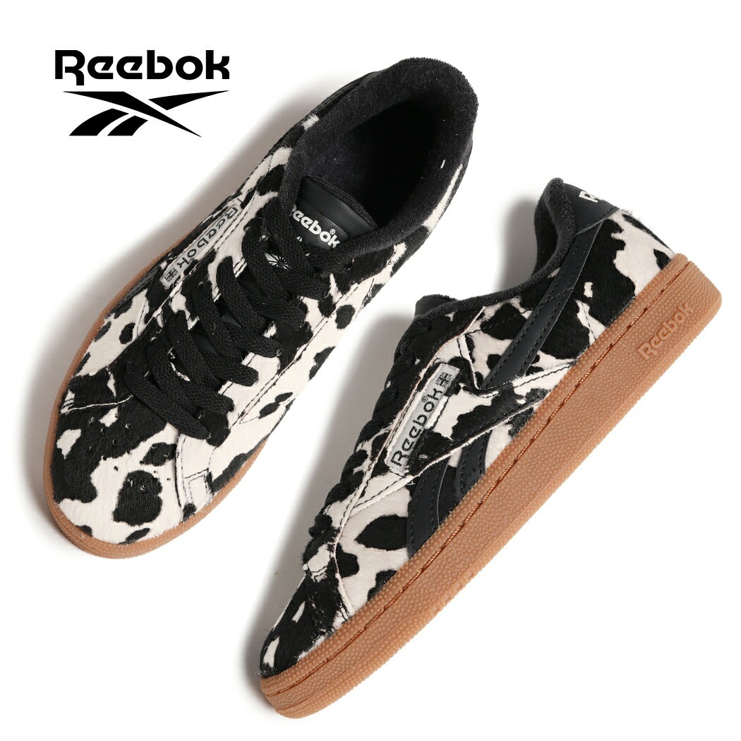 REEBOK リーボック CLUB C クラブ グラウンズ ユーケー スニーカー GROUNDS UK COW PRINT ( 牛柄 カウ ヘアレザー ハラコ レディース ウィメンズ 10026210