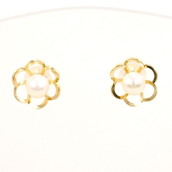 K18 18金 YG イエローゴールド ピアス パール (真珠) ジュエリー 中古