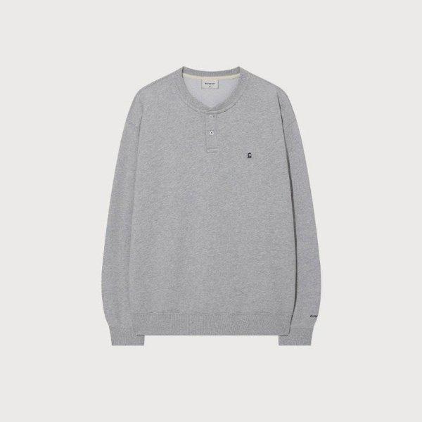 長袖Tシャツ JQS CO2503CR12-MG ヘンリーネック スウェットシャツ メランジグレー