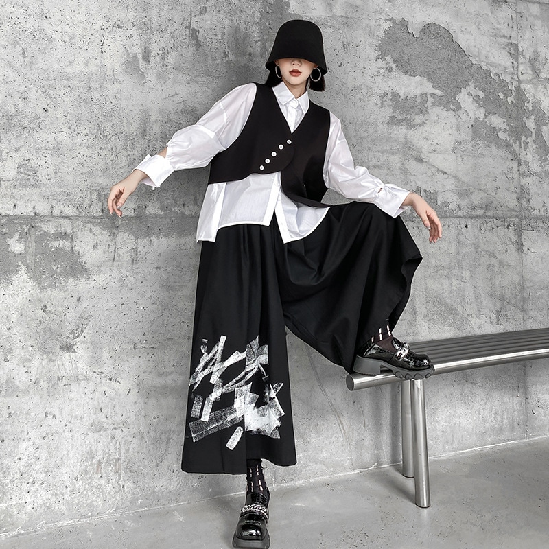 【J.Fashion】 ベスト＋シャツ 2セット おしゃれ 春秋 レディース セットアップ メガ割