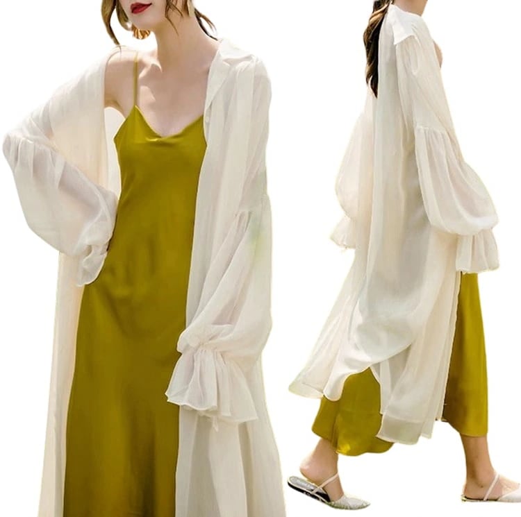 夏 uvカット レディース おしゃれ 薄手 アウター リゾート 水着体型カバー カーディガン シフォン ビーチカバーアップ 水着の上 紫外線対策 羽織り