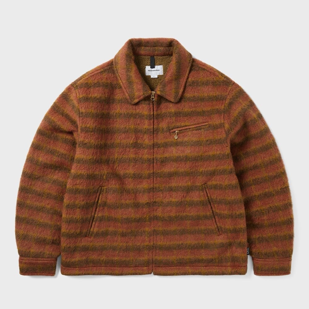 ディス・イズ・ネヴァー・ザット起毛ウールチェックジャケットピンク