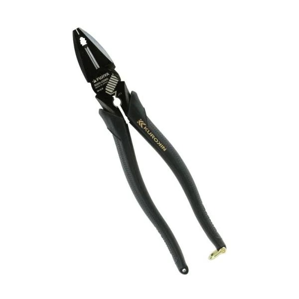 フジ矢 偏芯ペンチバリ取り付き 黒金 3020N－225BG 作業工具 ペンチ ニッパ ペンチ