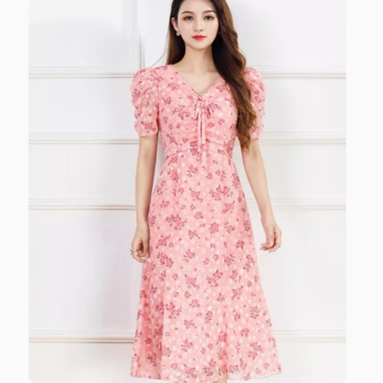 ワンピース レディース ロング 半袖 Vネック 襟なし タイト スリム 細身 Aライン ウエストマーク かわいい 大人可愛い シンプル カジュアル おしゃれ こなれ感 ラフ ガーリー 主役級 存在感